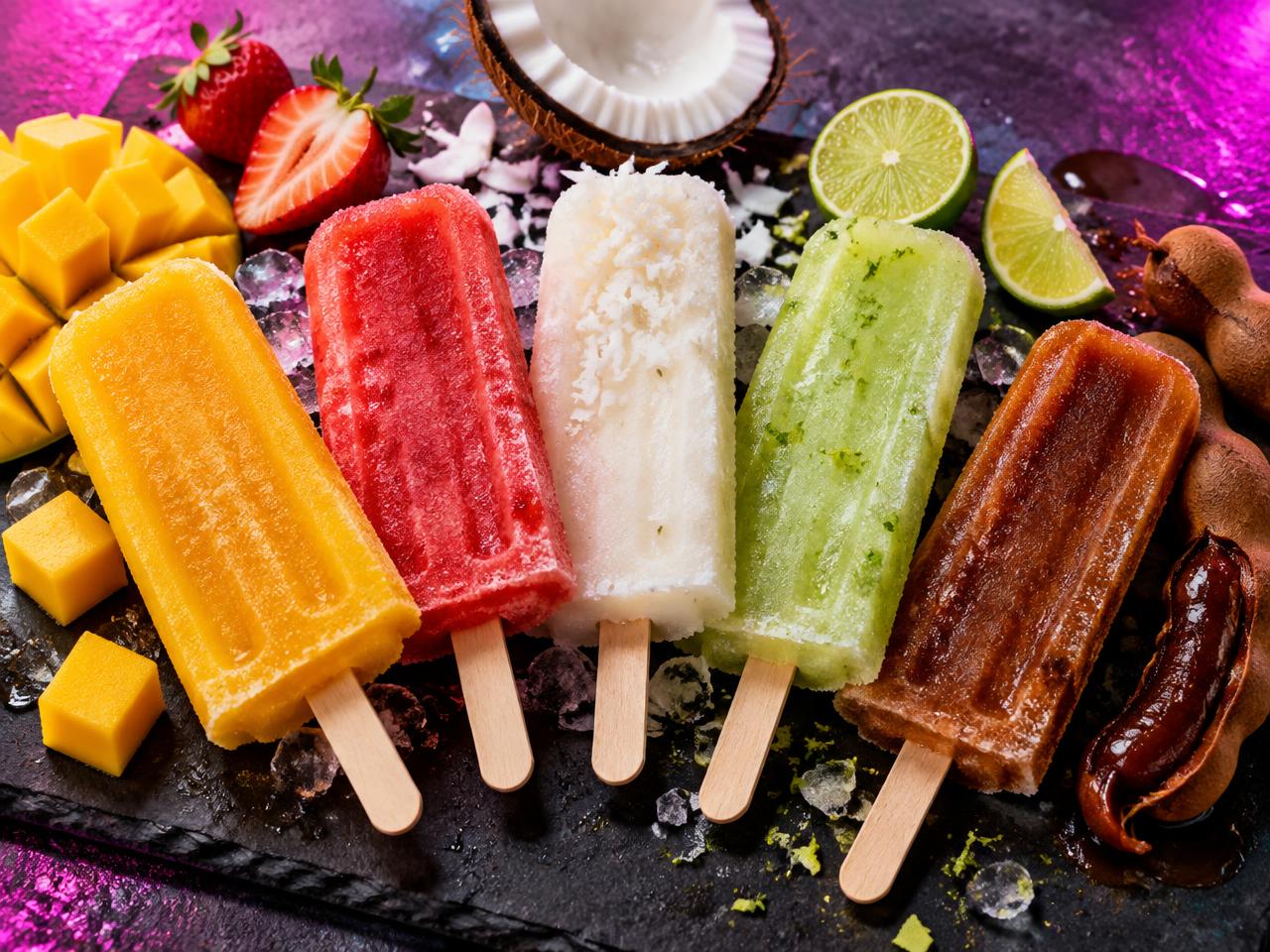 Assorted colorful Mexican paletas